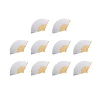 Abanico Plegable Papel Abanico de mano plegable de bambú y papel, abanico personalizado for bodas, decoración de fiestas, arte artesanal, abanico de baile chino, abanico plegable DIY(White 10PCS)