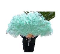 Abanico plegable para mujer, abanico de plumas de avestruz de colores, gran abanico plegable de mano de 130 cm, para espectáculo, baile, fiesta, escenario, carnaval, espectáculo (Mint Green,Right hand