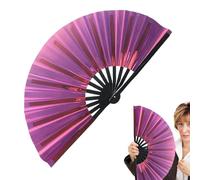 Abanico plegable - Ventilador de mano reflectante | Efecto holográfico de fantasía, accesorios de rendimiento para festivales de música, carnaval, trajes de