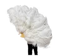 Abanico Plumas Abanico de plumas blancas grandes 130 cm/100 cm, mullido, 13 huesos, for carnaval, baile, presentaciones en el escenario y manualidades bricolaje para Bailar(12 White,Small fan 1PCS)