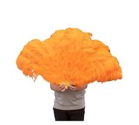 Abanico Plumas Abanico De Plumas Grandes Retro 2 Tamaños, Abanicos Del Baile Rojo, Accesorios Espectáculo For Escenario Boda, Decoración Con Marabú Mano, 13 Huesos para Bailar(Orange,130CM 2PCS)