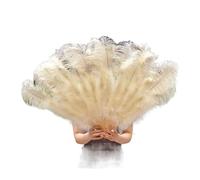 Abanico Plumas De EspectáCulo De Danza Abanicos de Plumas for Bodas, Bailes, Fiestas, Despedidas Soltera, decoración espectáculos, Accesorios, Manualidades con(Beige,60-100cm2 pcs)