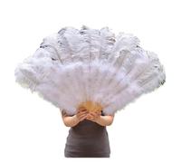 Abanico Plumas De EspectáCulo De Danza Abanicos de Plumas for Bodas, Bailes, Fiestas, Despedidas Soltera, decoración espectáculos, Accesorios, Manualidades con(White,75-130cm 1pcs)