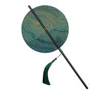 Abanico redondo chino, abanico plegable de almacenamiento, abanicos de seda redondos con borlas chinas, abanico de mano portátil y enrollable.(G)