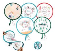 Abanico Redondo Plegable,6 impulsores de mano plegables,Mundo Animal, Globos y Cactus Estilo,Jirafa, Animales de dibujos animados y oso submarino,21 cm de diámetro, ligero, con funda protectora