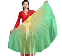 Abanico Seda Danza,Abanicos de Danza Abanico de danza del vientre gran tamaño, velo tela gasa suave, abanicos flexibles, accesorios for actuaciones en escenario, adultos, 1 unidad(Yellow Green,85cm)