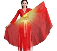 Abanico Seda Danza,Abanicos de Danza Abanico de danza del vientre gran tamaño, velo tela gasa suave, abanicos flexibles, accesorios for actuaciones en escenario, adultos, 1 unidad(Yellow Red,85cm)