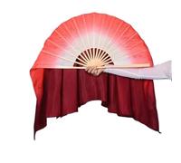 Abanico Seda Danza,Abanicos de Danza Abanico de danza folclórica bambú seda real dos colores, hecho a mano, for del vientre, con degradado blanco y rojo, en varios tamaños(36cm 30cm,2pcs right hand)