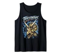 Abanico Triceratops Retro de los años 80 y 90 para paleontología de Dinosaurios y fósiles Camiseta sin Mangas