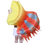 Abanico Velo De Seda Danza 1 pieza de abanico fuego mano derecha, velo largo for danza del vientre, accesorios for espectáculos escenario for mujeres, con corte fuerte estampado fénix(150cm-1pc Right)