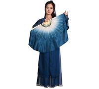 Abanico Velo De Seda Danza Abanico de Seda Real Doble Cara for Mujer, velos for Danza del Vientre, abanicos Dos Capas, Accesorios Baile, 1 par/2 Piezas(Color 2,31cm-40cm)