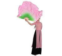 Abanico Velo De Seda Danza Abanico de Seda Real Doble Cara for Mujer, velos for Danza del Vientre, abanicos Dos Capas, Accesorios Baile, 1 par/2 Piezas(Color 8,36cm-30cm)