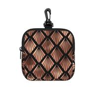 Abanicos Art Déco de Oro Rosa sobre Fondo Negro,Bolsa de Almacenamiento Cuadrada con Cremallera, Monedero de Neopreno, Carteras pequeñas, Monedero pequeño, Monedero