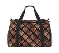 Abanicos Art Déco de Oro Rosa sobre Fondo Negro,Bolsas Deportivas, Bolsos de Viaje Deportivos Cruzados de Mano, Bolsas de Viaje de Gran Capacidad para Mujeres y Hombres.