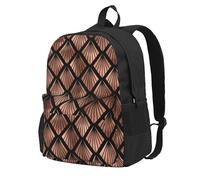 Abanicos Art Déco de Oro Rosa sobre Fondo Negro,Mochila con bolsillos, mochila informal para el día a día, resistente al agua, ideal para la escuela, viajes
