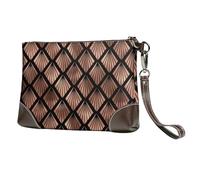 Abanicos Art Déco en Oro Rosa sobre Negro,Bolso de Mano de Piel sintética con Cremallera para Mujer, Cartera con Correa para la muñeca