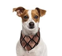 Abanicos Art Déco en Oro Rosa sobre Negro,Pañuelos de algodón para Perros, Bufandas Ajustables para Mascotas,L