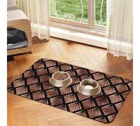 Abanicos Art Déco en Oro Rosa sobre Negro,Tapete para Comida de Mascotas, manteles Individuales de Cuero sintético para Gatos y Perros,30x45cm