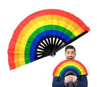 Abanicos de bambú chinos, abanicos de mano con diseño de arcoíris, gran abanico plegable en colores brillantes, decoración de festivales de papel, fan chino de Kung Fu para mudanzas de fiesta