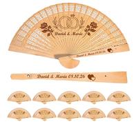 Abanicos De Boda Personalizados con Nombres Textos y Motivos Florales Grabados, Detalles Boda Para Invitados, Abanicos Plegables de Madera de Mano, Decoraciones Para Bodas, 10/20/30/50/100Pcs