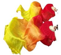 Abanicos de Danza Del Vientre 1 par de abanico de danza del vientre de seda izquierda y derecha, velo largo for mujeres, velos for fanáticos for actuación de baile de alabanza(Color 12,120cm 1pair)