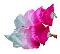 Abanicos de Danza Del Vientre 1 par de abanico de danza del vientre de seda izquierda y derecha, velo largo for mujeres, velos for fanáticos for actuación de baile de alabanza(Color 3,150cm 1pair)