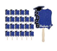 Abanicos de Graduación | 24 Unidades Abanicos De Mano Recortados Doble Cara, Promoción 2026 con Mango | Recuerdos Bodas Escuela Universidad Cumpleaños