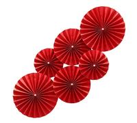 Abanicos de papel, juego de 6 unidades, color rojo, decoración de fiesta, decoración para abanicos de papel, flores de papel para colgar para bodas, cumpleaños, fiestas, rosetas plegables para