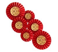 Abanicos de papel, juego de 6 unidades, color rojo, decoración de fiesta, decoración para abanicos de papel, flores de papel para colgar para bodas, cumpleaños, fiestas, rosetas plegables para