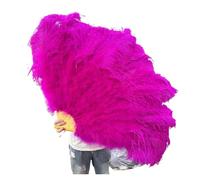 Abanicos de Plumas 1/2 Piezas de Abanico Plumas Colores más 13 Huesos Plegable Accesorios for actuaciones en Escenario(Red,100CM 1PCS)