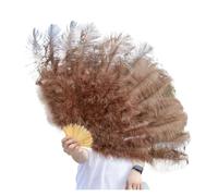 Abanicos de Plumas 1/2 Piezas de Abanico Plumas Naturales for Plegable Mano Grande 13 Huesos 100/130 cm, decoración Artesanal for Carnaval, Boda, Escenario y Baile(Coffee,Big Fan 1pc)