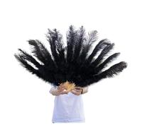 Abanicos de Plumas 1/2 Piezas de abanicos Plumas Naturales 100/130 cm, Abanico Mano Plegable for Decorar Fiestas Halloween, for Danza del Vientre(Black,Small Fan 1pc)