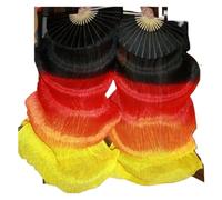 Abanicos de Seda 1 Par .2-2. Velos abanico seda teñidos color fuego por metro for danza del vientre(1.2 meter)