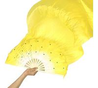 Abanicos de Seda para Danza del Vientre, 1.5M Danza Kung Fu Tai Chi Plaza Baile Fan Etage Rendimiento Props Festival de Fiesta Bricolaje Suministros de decoración(Yellow)