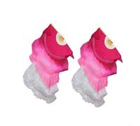 Abanicos de seda para danza del vientre, 180 cm de largo, plegables, para arte folclórico, danza moderna, ballet y espectáculos de etapa de grupos, 1 par (mano izquierda + derecha) (rojo rosa, rosa +