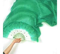 Abanicos de Seda para Danza del Vientre, Party Belly Dance Professional Reutilizable Portátil Portátil Etapa Accesorios Colorido Velo Largo Ventilador de Seda(Green)