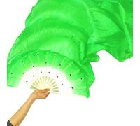 Abanicos de Seda para Danza del Vientre, Ventilador for Bailar 1,5m imitación Danza de Seda Kung Fu Tai Chi Fan Fan Etapa Performance Props Decor Body Hand Fans(Green)