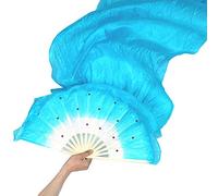 Abanicos de Seda para Danza del Vientre, Ventilador for Bailar 1,5m imitación Danza de Seda Kung Fu Tai Chi Fan Fan Etapa Performance Props Decor Body Hand Fans(Blue)