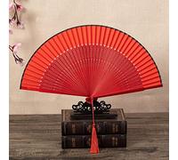 Abanicos Españoles, 2 Uds Abanicos De Seda Exquisitos Huesos De Bambú Huecos Rojos En Forma De S Abanicos Chinos Con Borla Rojo Grande Hecho A Mano Abanico Plegable De Mano Para Fiesta De Baile De