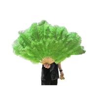 Abanicos Grandes de 13 Plumas Hueso, 100CM, 130CM, Rosa roja, Abanico Mano for Fiesta Boda, Accesorios for actuación en Escenario(Apple Green,Left Hand 100CM)