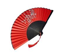 Abanicos plegables de bambú, Abanico plegable manual con mango de madera de bambú, borla de tela for danza y decoración del hogar, Multicolor(Color1)