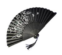 Abanicos plegables de bambú, Abanico plegable manual con mango de madera de bambú, borla de tela for danza y decoración del hogar, Multicolor(Color2)