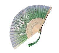 Abanicos plegables de bambú, Abanico plegable manual con mango de madera de bambú, borla de tela for danza y decoración del hogar, Multicolor(Color3)