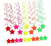 Abaodam 1 Juego De Cumpleaños Serpentinas Estrella Decoraciones De Cumpleaños De Neón Decoraciones De Neón para Fiesta Guirnalda De Estrellas Serpentinas De Cumpleaños Papel