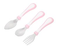 Abaodam 1 Juego Vajilla De Bebe Cuchara De Bebe Cubiertos Para Niños Pequeños Herramienta Para Niños Pequeños Tenedor Autoalimentador Niño Pequeño Tenedor De Bebe Rosa Grado Alimenticio Pp