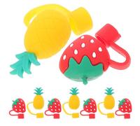 Abaodam 10 Piezas de Tapas de Silicona Reutilizables para Pajitas Forma de Piña y Fresa, Cubiertas para Gorras de Paja Que Evitan Derrames en Fiestas Temáticas