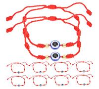Abaodam 10 piezas Pulsera Roja Ajustable con Ojo Protector Hecha Mano de Amuleto de Suerte para Mujeres y Hombres Brazalete Delicado para Amistad y Protección Diaria