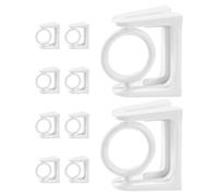 Abaodam 10 Piezas Soporte para Barra de Cortina Redondo Giratorio ABS | Instalación Adhesiva, Apto para Pared Plana o Esquina, Ganchos Móviles, Diseño Circular Moderno