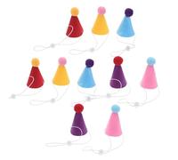 Abaodam 10 Piezas Unidades Sombreros Mini para Cumpleaños de Mascotas con Pompones Ajustables y Cómodos para Perros y Gatitos Fiestas Navideñas Año