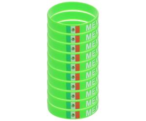 Abaodam 10piezas Pulseras Deportivas de Silicona con Bandera de México Brazaletes Flexibles y Cómodos para Fans de Fútbol Muñequeras Resistentes para Partidos y Eventos